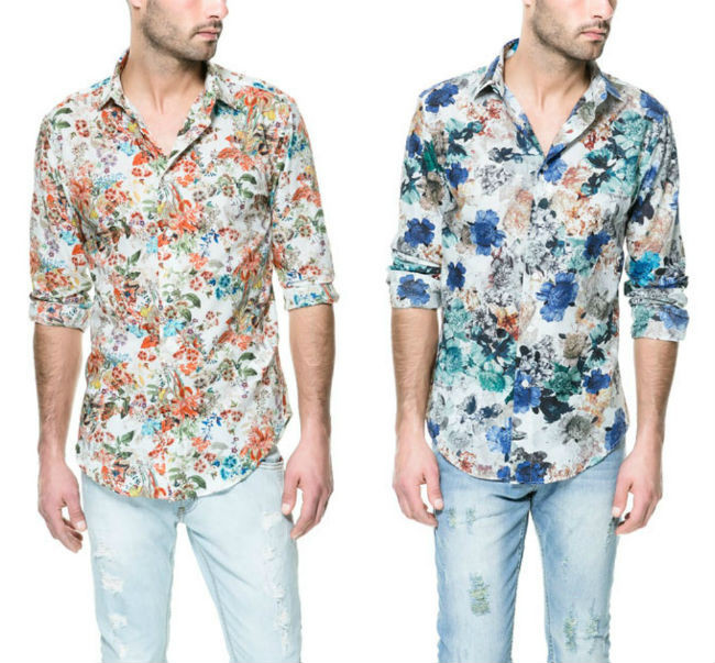 Camisa negra de flores azules para hombre exclusiva de