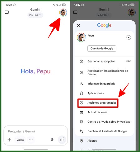 Gemini Acciones Programadas
