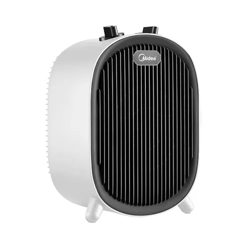 MIDEA Calefactor Eléctrico Baño de Bajo Consumo 2000W | Calefactor con Función Aire Frío y 2 Niveles de Potencia | Calentador Portatil con Termostato Regulable y Protección Sobrecalentamiento, Blanco