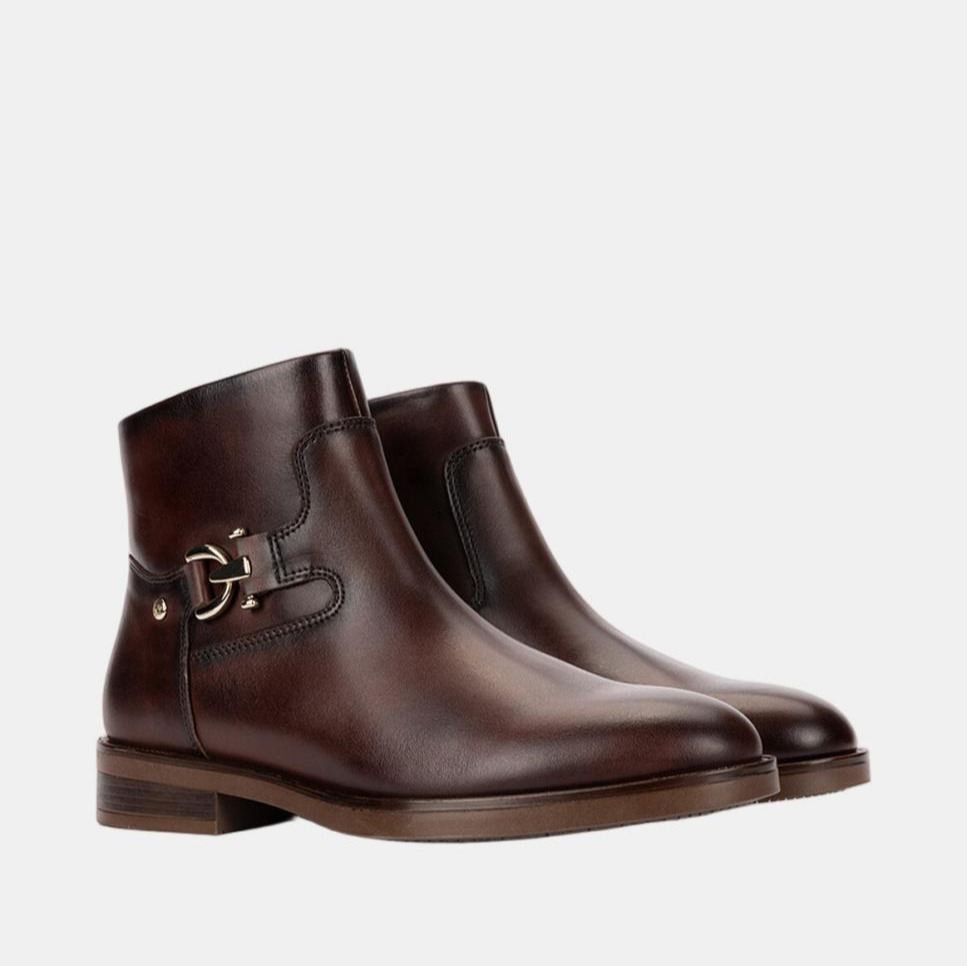 Botines planos de mujer de piel con cremallera - Pikolinos