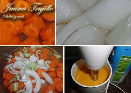 La preparación de la crema de zanahoria