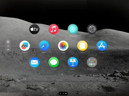 VisionOS (Vision Pro オペレーティング システム) でのアプリ メニューの例