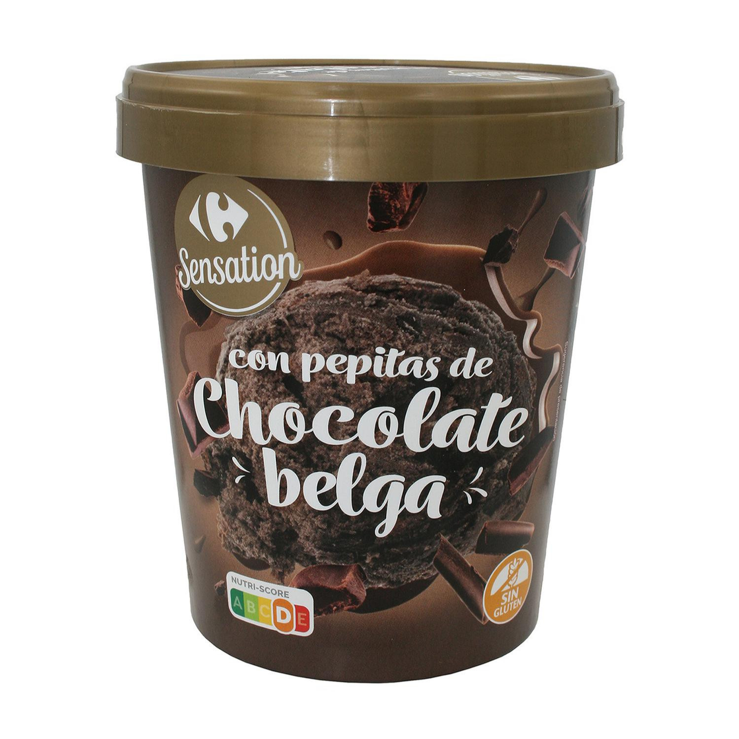 Sensation Carrefour - Helado de chocolate con pepitas chocolate belga 500 ml.