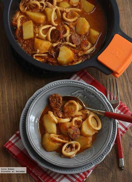 Guiso de calamares con chorizo