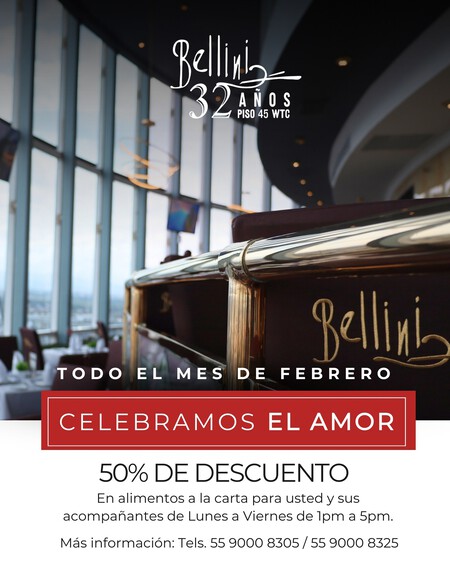 Cuánto cuesta un desayuno romántico en El Bellini, restaurante giratorio de la CDMX con una vista panorámica para San Valentín