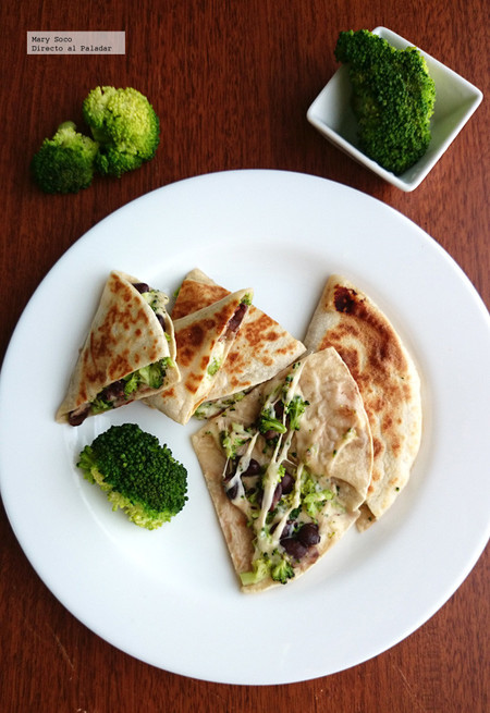 Quesadillas de brócoli y frijol. Receta