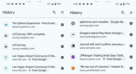 Chrome Android Historial