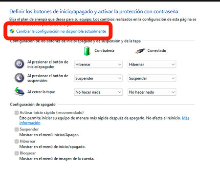 Cambiar Configuraciones De Energia