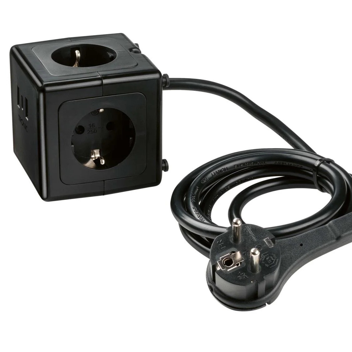 Cubo de enchufes con puertos USB