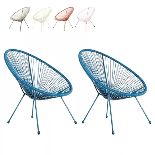 LOLAhome Pack 2 Sillones de jardín Acapulco Azul 