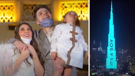 Una pareja de influencers ilumina el rascacielos más alto del mundo para revelar el sexo de su bebé