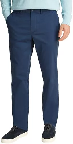 Tommy Hilfiger Chino Hombre Denton Chino Satin Straight Fit, Azul (Aegean Sea), 35W/36L