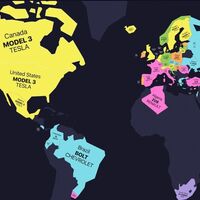 Este mapa muestra los autos eléctricos más vendidos en cada país, y el Tesla Model 3 lleva la delantera
