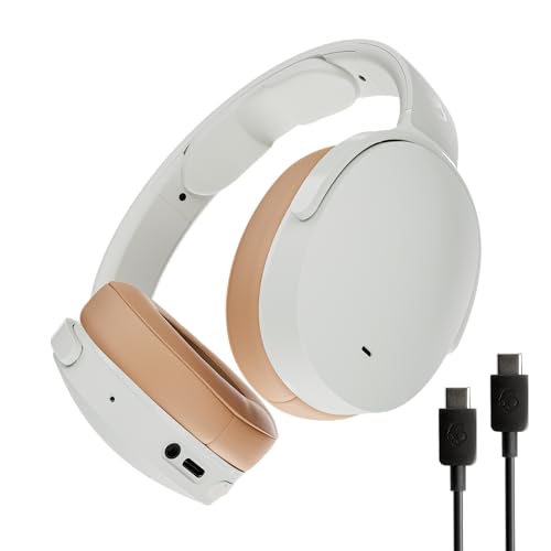 Skullcandy Hesh ANC Audífonos Over-Ear Inalámbricos con Cancelación de Ruido y Cable de Carga Adicional, 22 h de Autonomía, Micrófono, Compatibles con iPhone Android y Dispositivos Bluetooth - Blanco