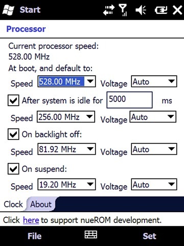 nueDynamicClock, ajusta la velocidad del procesador