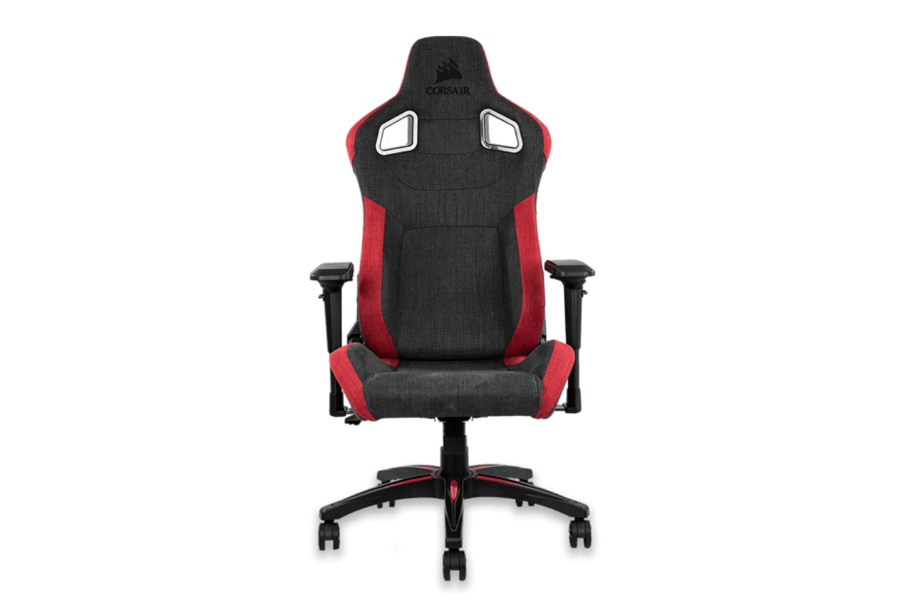 Silla gaming - Corsair T3 RUSH, 4D, Ergonómico, Altura regulable, Reposabrazos, 140 kg, Negro/Rojo