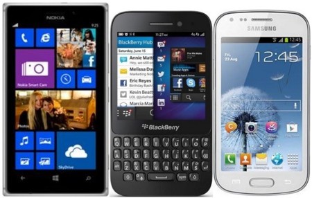Todos los precios de Blackberry Q5, Nokia Lumia 925 y Samsung Galaxy Trend con tarifas Vodafone