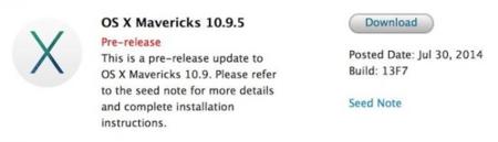 Mavericks no se encuentra estancado, Apple libera la beta 10.9.5 a los desarrolladores