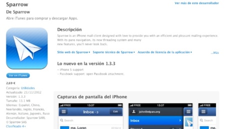 Sparrow recibe una nueva actualización para su versión de iOS