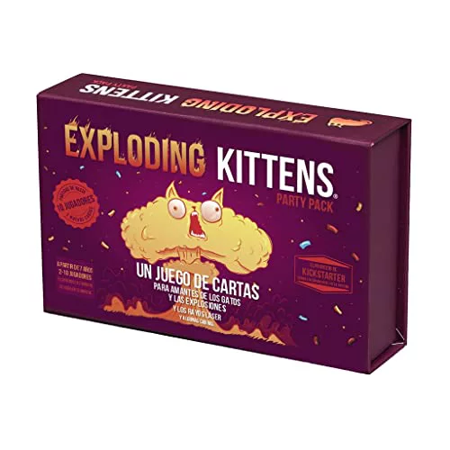 Exploding Kittens | Party Pack | Juego de Cartas para los Amantes de los Gatos y Las Explosiones| A Partir de 7 Años | De 2 a 10 Jugadores | 15 Minutos por Partida | Español
