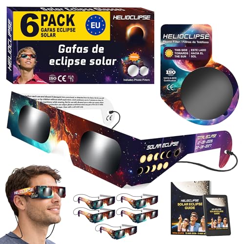 Helioclipse 6x Gafas Eclipse Solar Homologadas ISO 12312-2 2026 - Gafas para Ver Eclipse Solar 