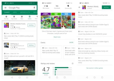 Google Play のイベント。画像提供: Android Police。