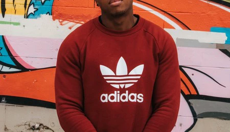 Man In Red Adidas Crew Neck Sweatshirt 3152187