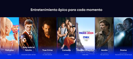 Captura de pantalla de la web de Max mostrando algunos de los contenidos disponibles