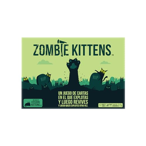 Exploding Kittens | Zombie Kittens | Juego de Cartas para los Amantes de los Gatos y Las Explosiones| A Partir de 7 Años | De 2 a 5 Jugadores | 15 Minutos por Partida | Español