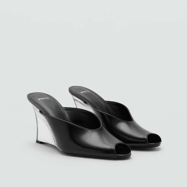 Zapato piel cuña combinado