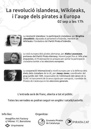 Cumbre de partidos piratas europeos en Barcelona (1 y 2 de septiembre)