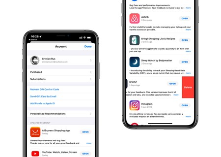 La App Store en iOS 13 permite eliminar apps más fácilmente desde la sección de actualizaciones