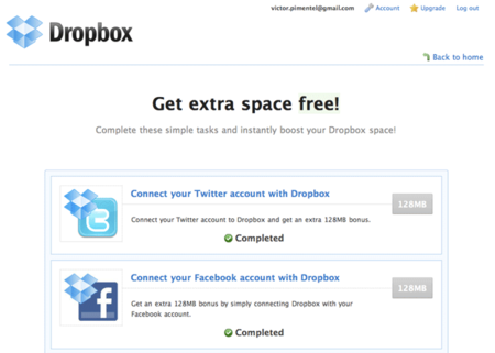 Consigue 768 MB adicionales gratis en Dropbox