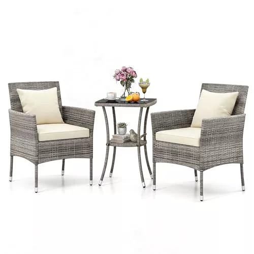 GIANTEX Juego de Muebles de Jardín 3 Piezas