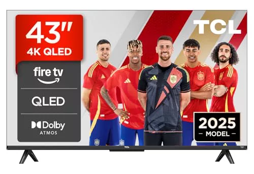TCL 43T6C, 43" QLED 4K HDR TV, Fire TV (Smart TV with Dolby Vision & Atmos, HDR10+, Press & Ask Alexa) [Clase de eficiencia energética G]