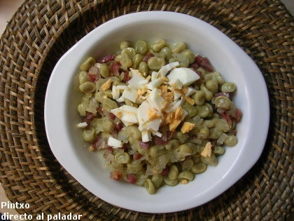 Receta de habitas baby con jamón