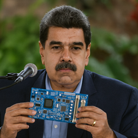 Maduro anuncia que van a fabricar en Venezuela "los microchips esos famosos de Nvidia"... mientras sujeta la placa de un Mac de los 90 