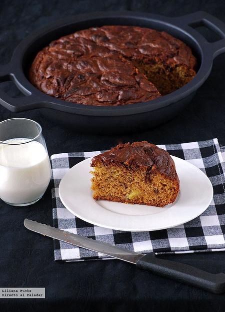 Bizcocho de plátano y Nutella en cazuela. Receta