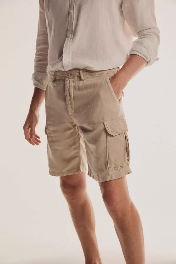 Bermuda cargo algodón y lino