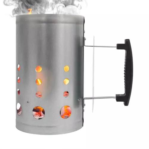 Amig - Encendedor de Carbón Fireplus para Barbacoa - Fabricado con Acero Galvanizado - Mango de Plástico Aislante del Calor - Medidas: 27 x 17,5 x 30 cm