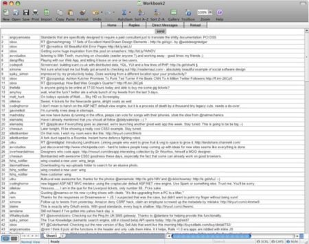 Spreadtweet, un cliente de Twitter con la interfaz de Excel