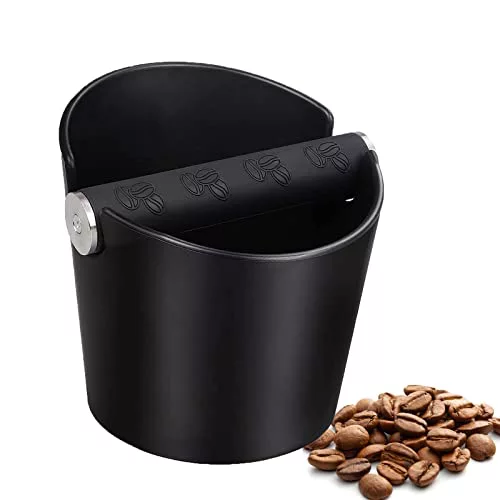 Café Knock Box, Coffee Knock Box Posos Cafe Cajon para Posos de Cafe Caja de Posos de Café Barista Absorbente de Golpes con Barra de Golpe de Metal Extraíble y Base Antideslizante