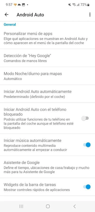 ajustes android auto