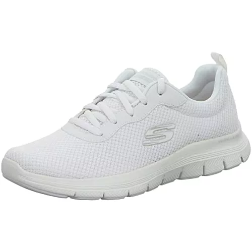 Skechers Flex Appeal 4.0 Brilliant View Regular, Zapatillas Mujer, White Mesh Trim, 41 EU