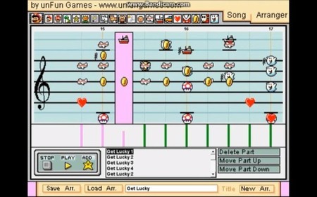 La canción Get Lucky de Daft Punk en una versión realizada con el Mario Paint Composer