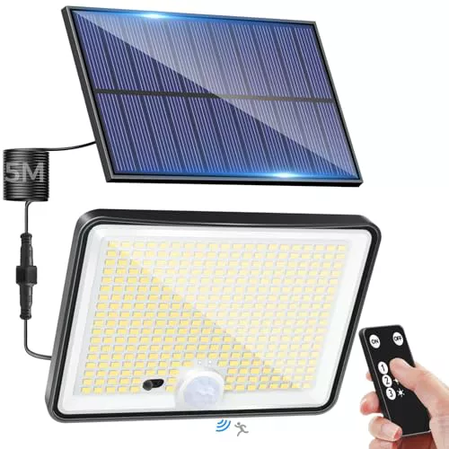 LOTMOS 1 Paquete Luz Solar Exterior Jardin, 342LED/Mando a Distancia, IP65 Impermeable