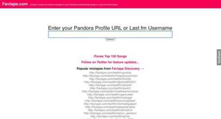Favtape, genera tu mixtape de tus favoritos en last.fm o Pandora