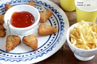 Quesitos en porciones empanados. Receta de aperitivo para fiestas infantiles