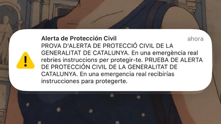 Mensaje de prueba recibido esta mañana en los móviles de Barcelona