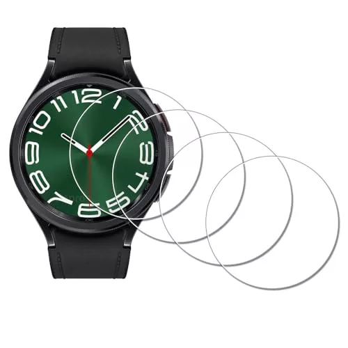 iDaPro Protector de pantalla para Samsung Galaxy Watch 6 Classic 47 mm Watch6 Smartwatch [4 unidades] vidrio templado antiarañazos, sin burbujas, fácil instalación